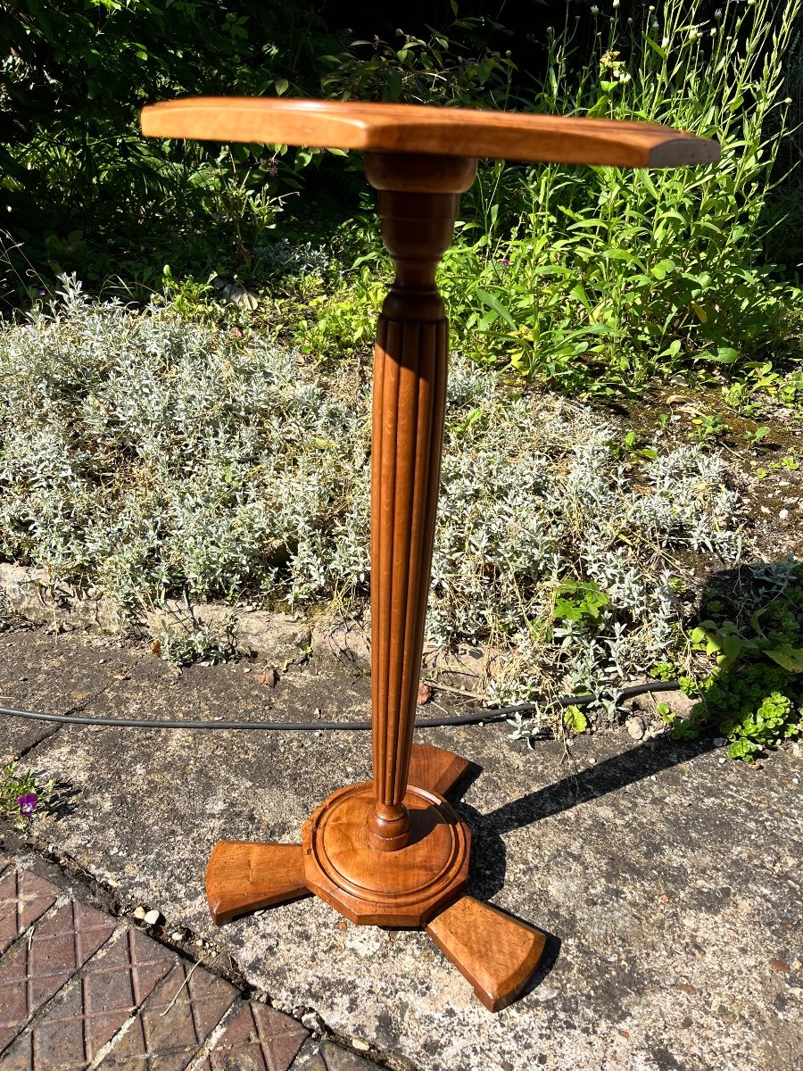 Art Déco Pedestal Table 1930 Solid Walnut -photo-2