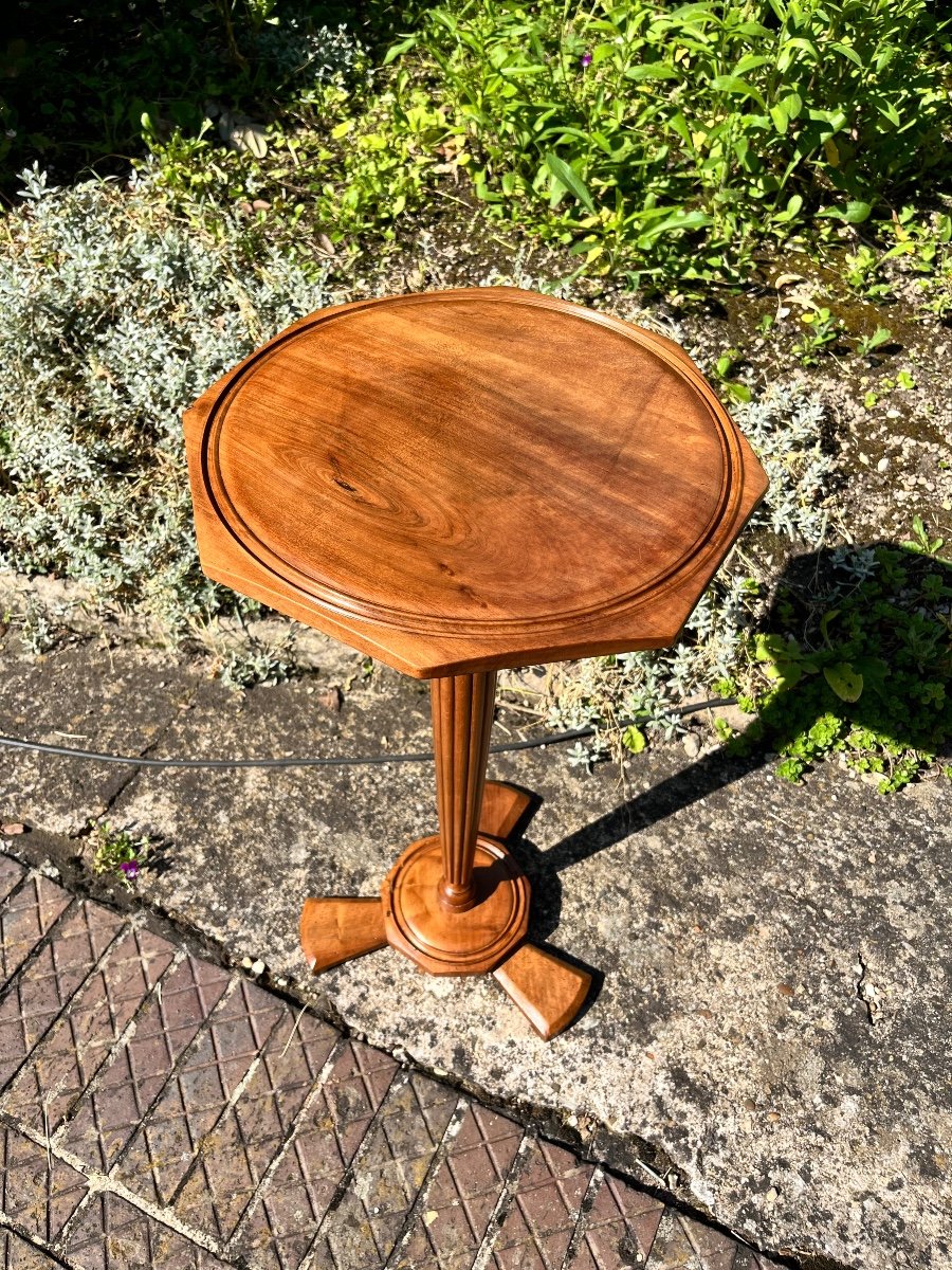 Art Déco Pedestal Table 1930 Solid Walnut -photo-3