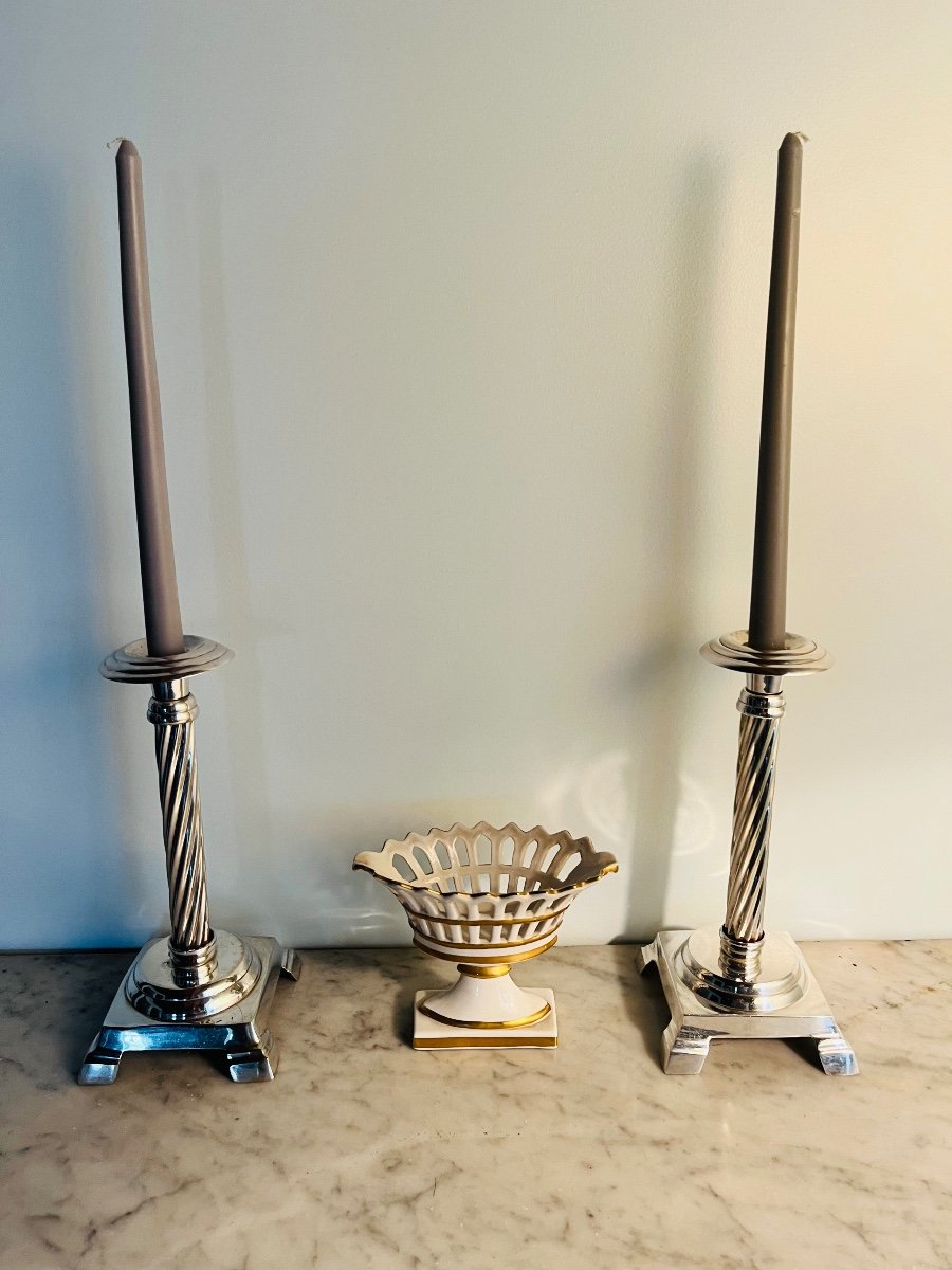 Eleven Twisted Silver Metal Candlesticks -photo-3