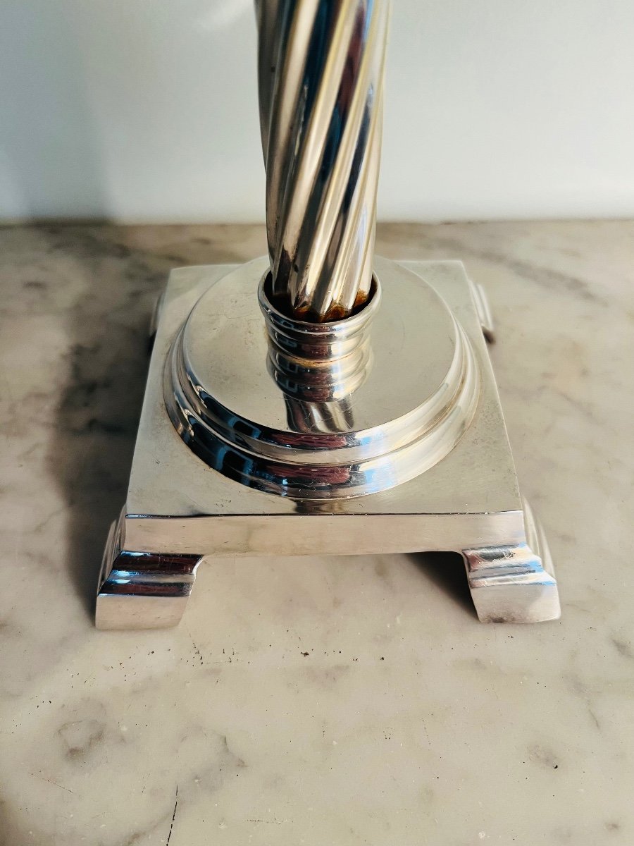 Eleven Twisted Silver Metal Candlesticks -photo-6