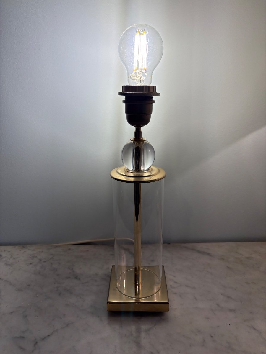 Lampe Georges Mathias en verre et laiton -photo-3