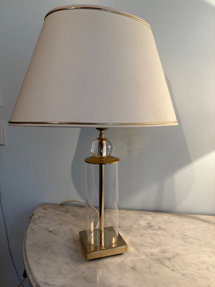 Lampe Georges Mathias en verre et laiton 