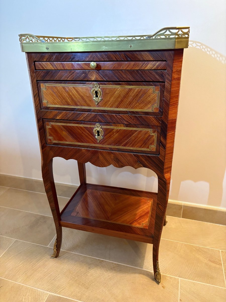 Louis XVI Period Chiffoniere Table In Marquetry -photo-3