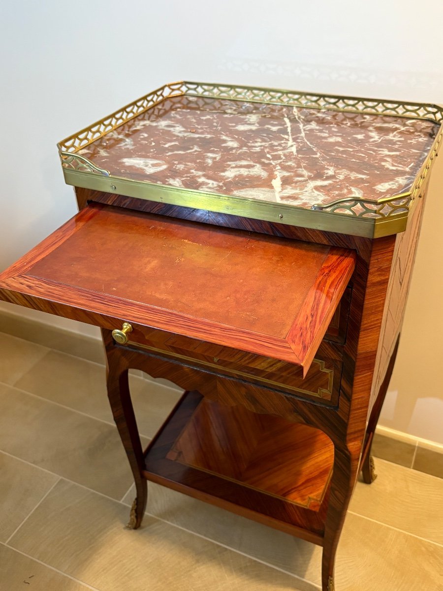 Louis XVI Period Chiffoniere Table In Marquetry -photo-2