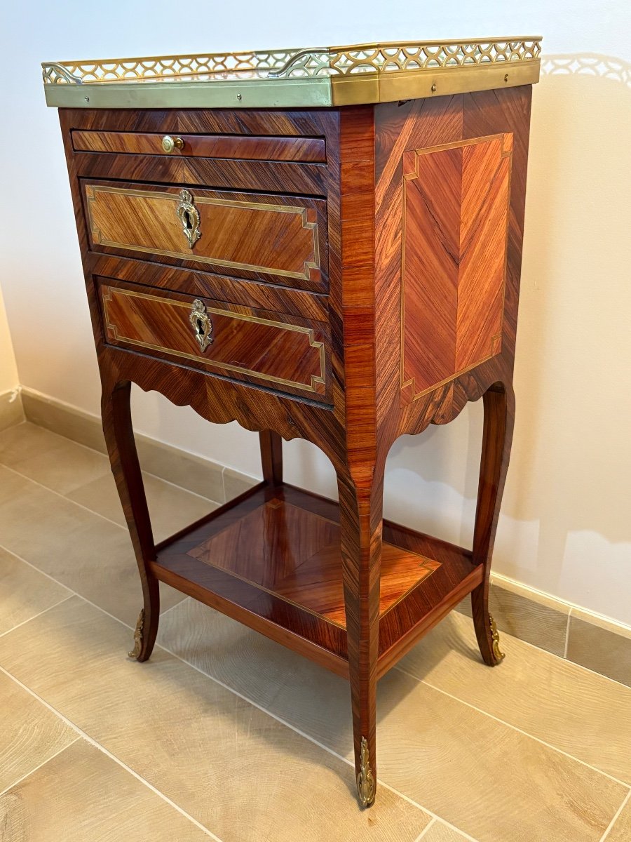 Louis XVI Period Chiffoniere Table In Marquetry -photo-3