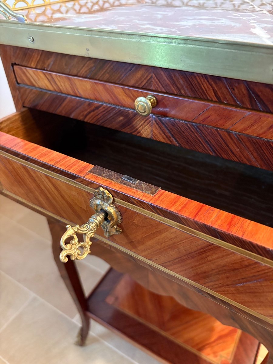 Louis XVI Period Chiffoniere Table In Marquetry -photo-4