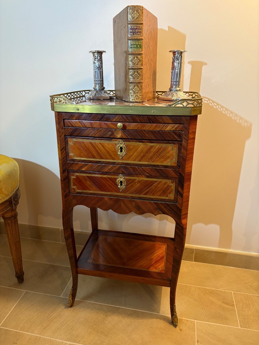 Louis XVI Period Chiffoniere Table In Marquetry 