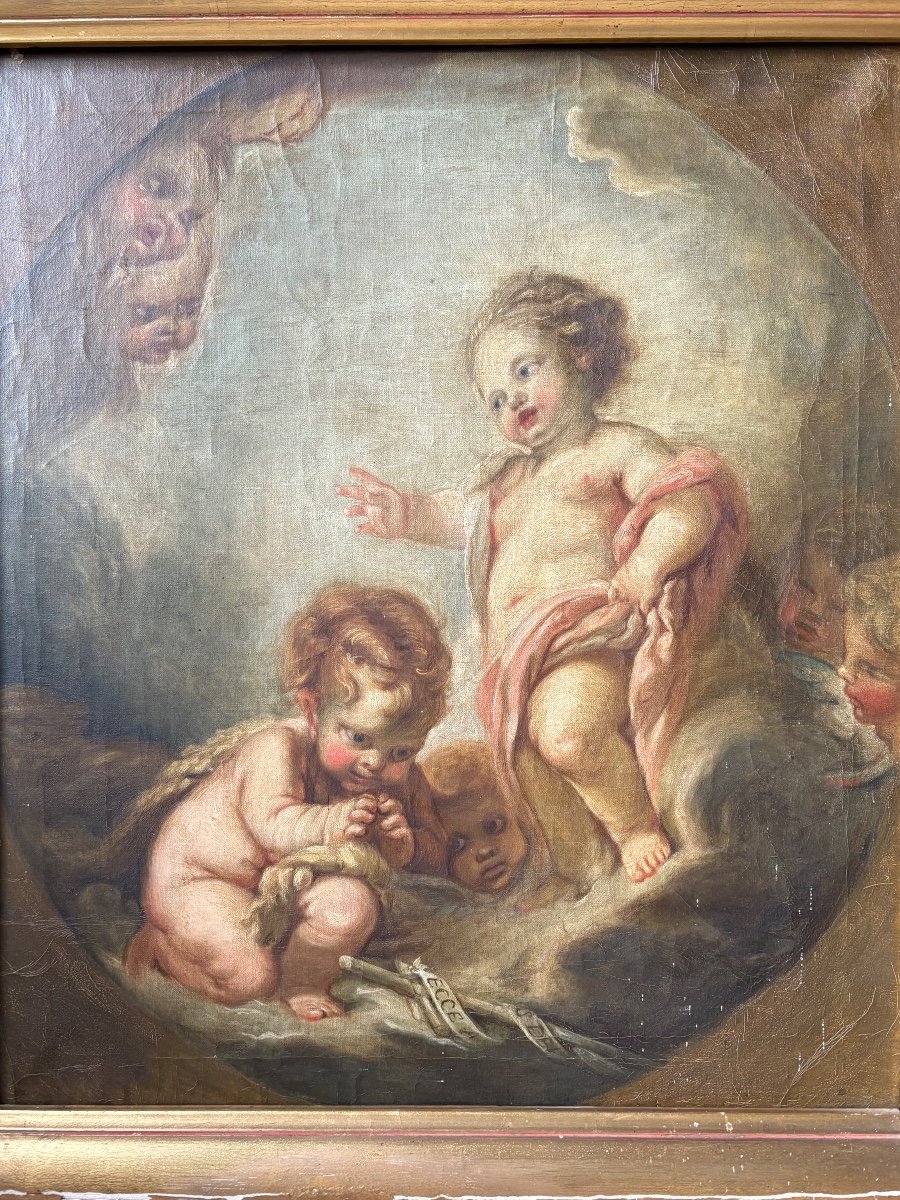 Jesus Blessing Saint John The Baptist After Boucher Hst XIXe