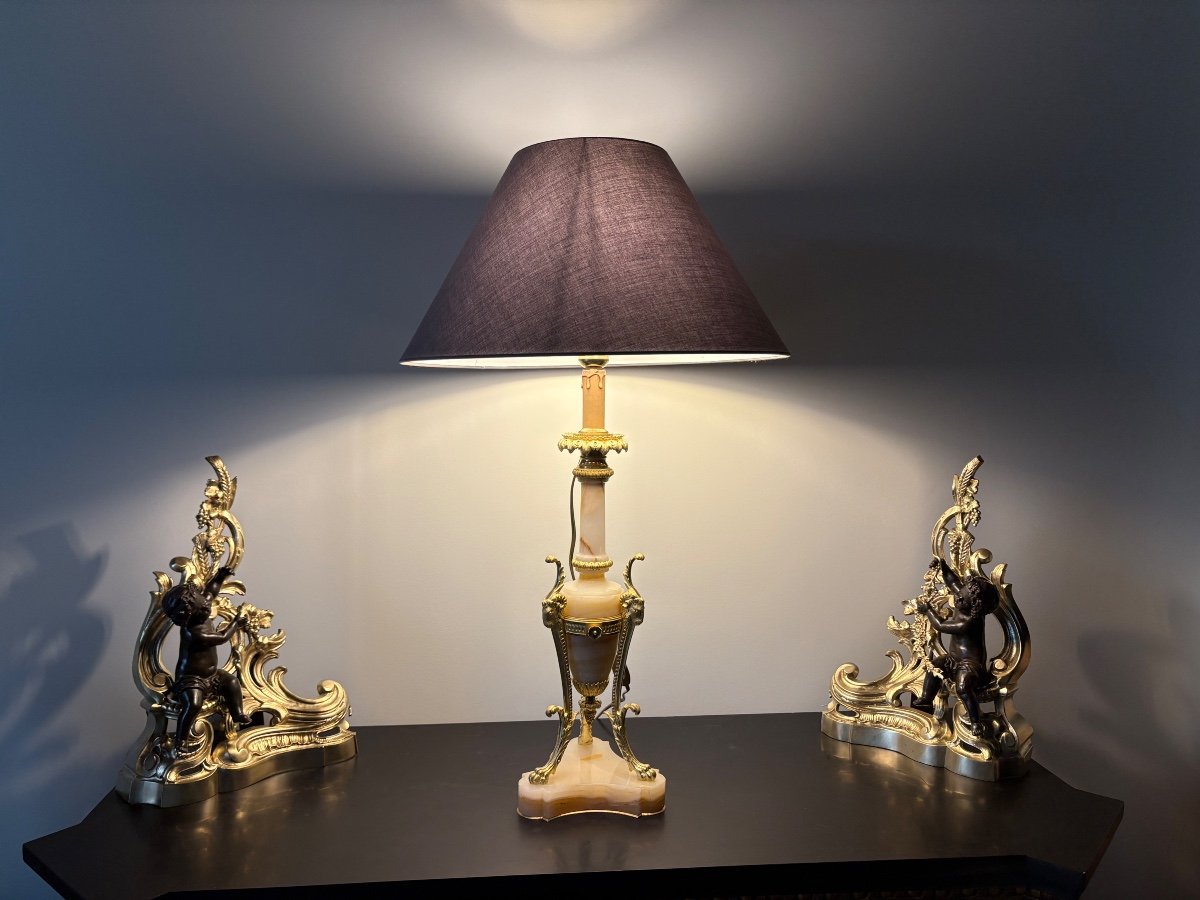 Lampe Athénienne style Louis XVI en bronze doré -photo-2