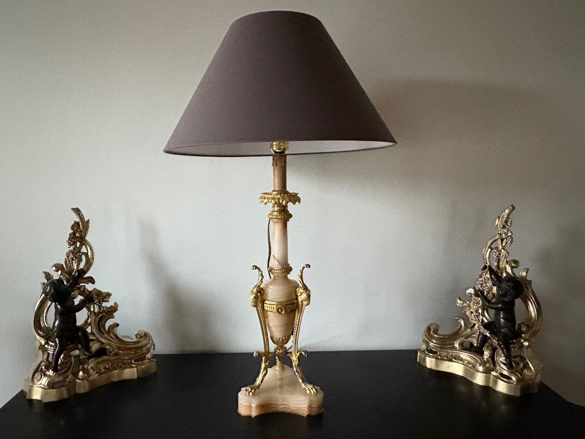 Lampe Athénienne style Louis XVI en bronze doré -photo-1