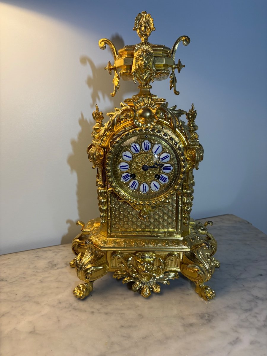 Pendule Louis XIV dorée à l’or fin