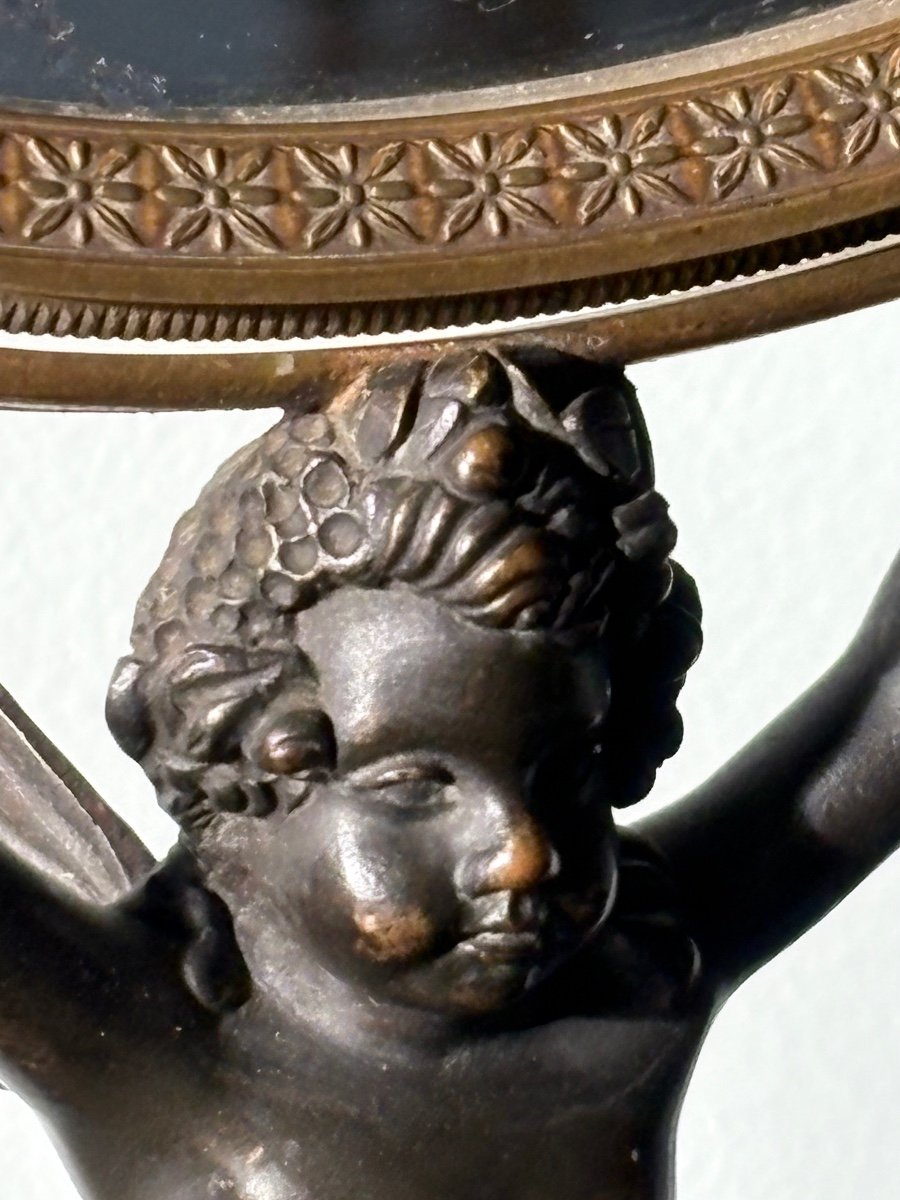 Empire Psyche Cherub Table Mirror In Gilt Bronze -photo-1