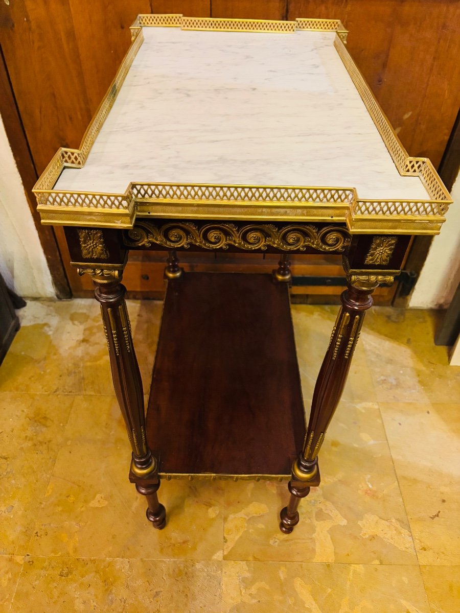 Louis XVI Living Room Table In Mahogany And Gilded Bronze -photo-2