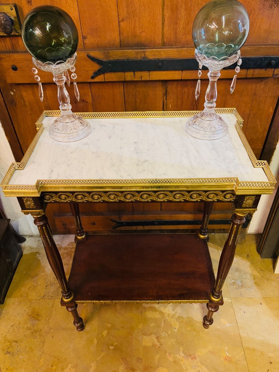 Louis XVI Living Room Table In Mahogany And Gilded Bronze -photo-3