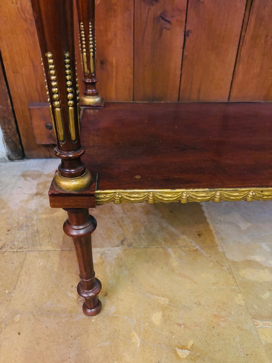 Louis XVI Living Room Table In Mahogany And Gilded Bronze -photo-3