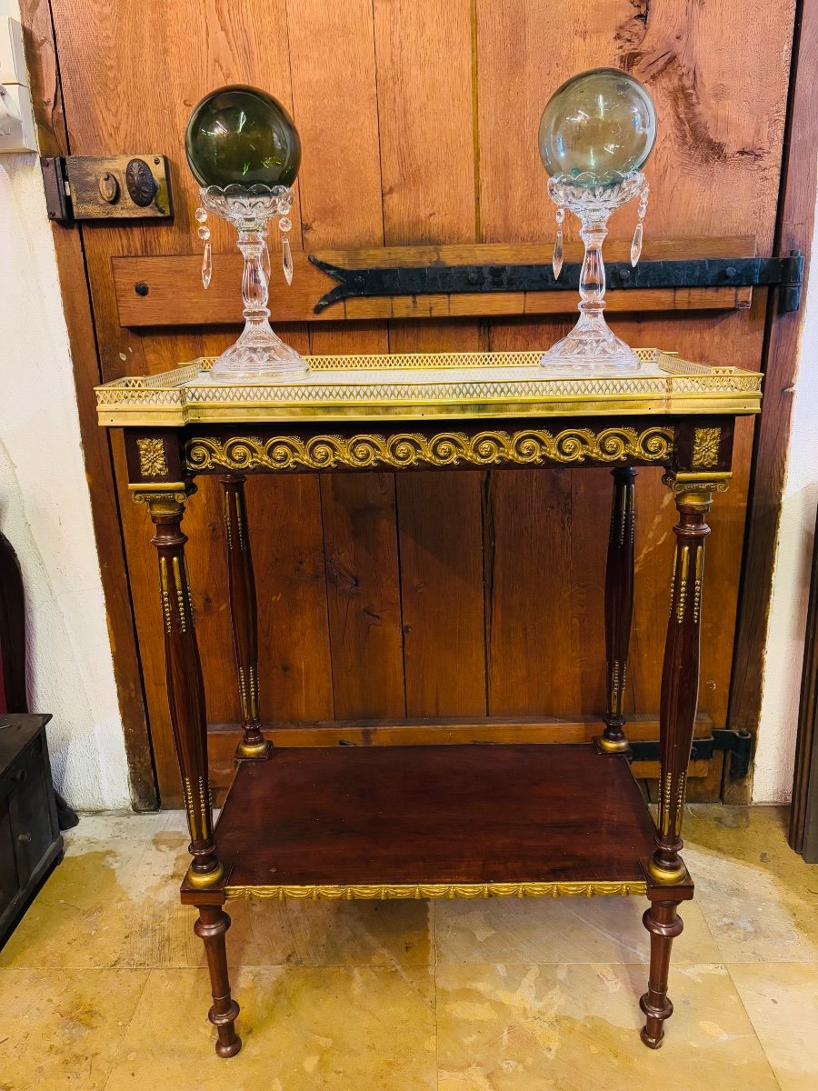 Louis XVI Living Room Table In Mahogany And Gilded Bronze 