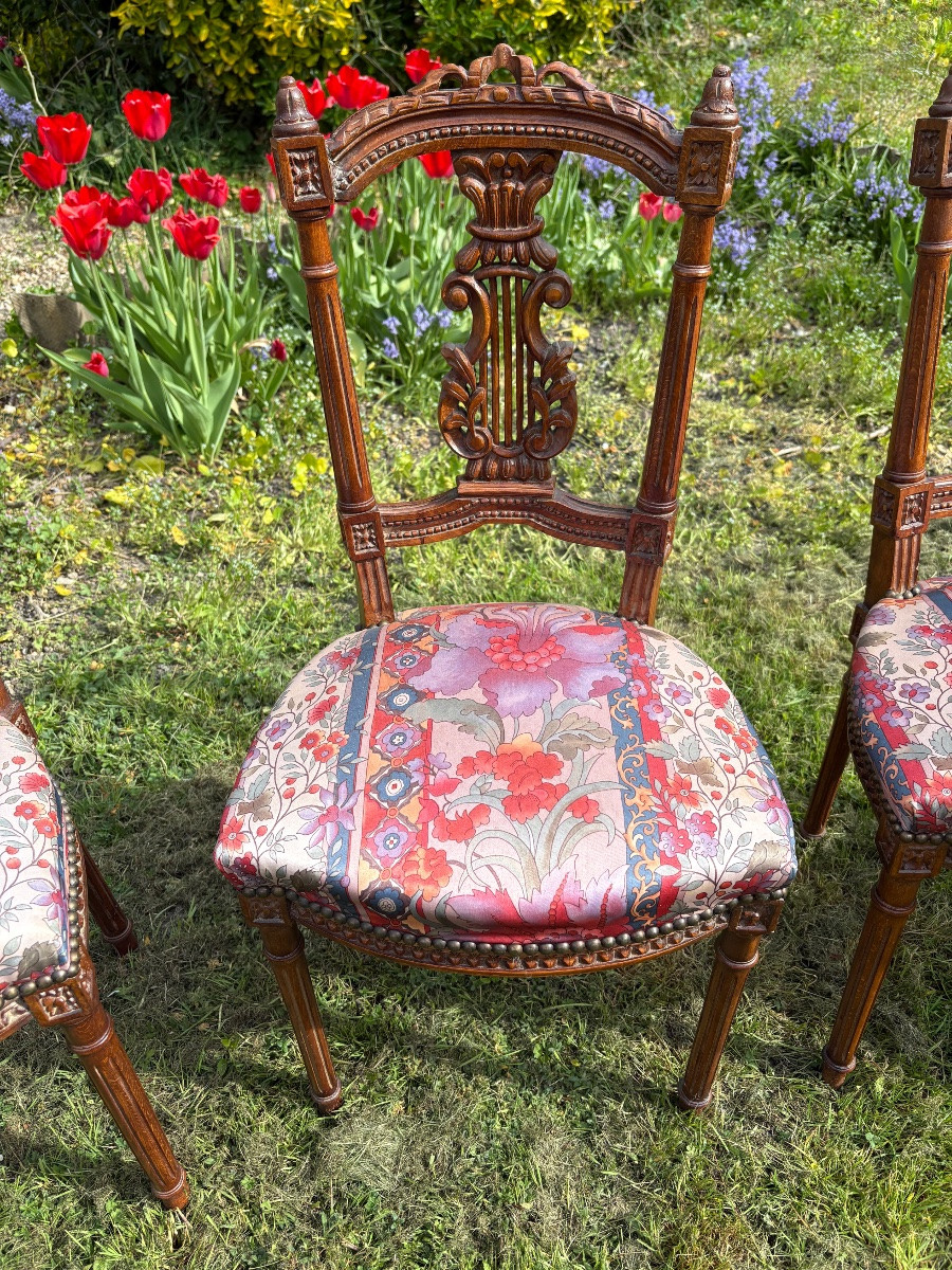 Quatre chaises Louis XVI dossier lyre-photo-2