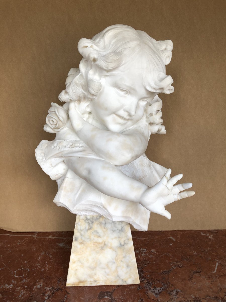 Bust Of Girl In Carrara Marble