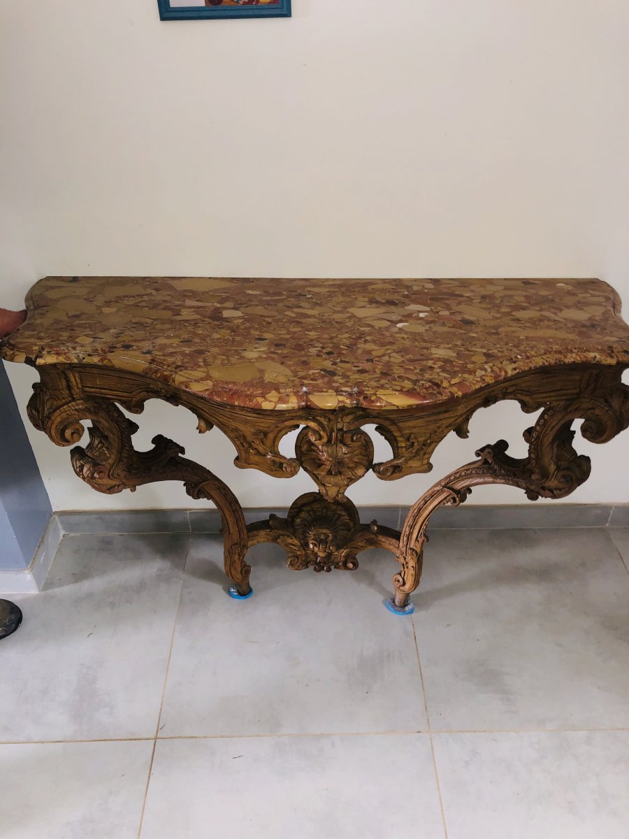 Console d'applique en chêne blond d'époque Régence (XVIII ème siècle)-photo-2