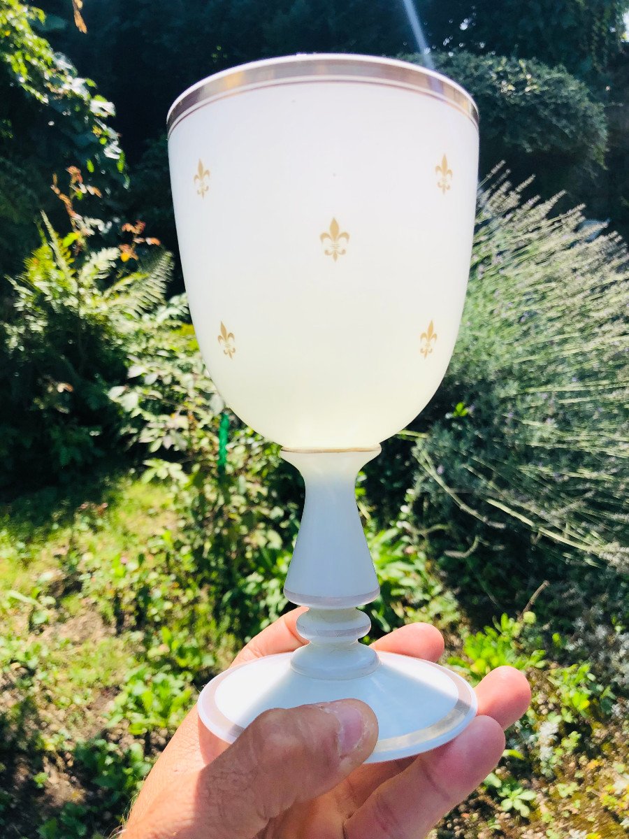 Opaline Chalice With Lily Flowers.