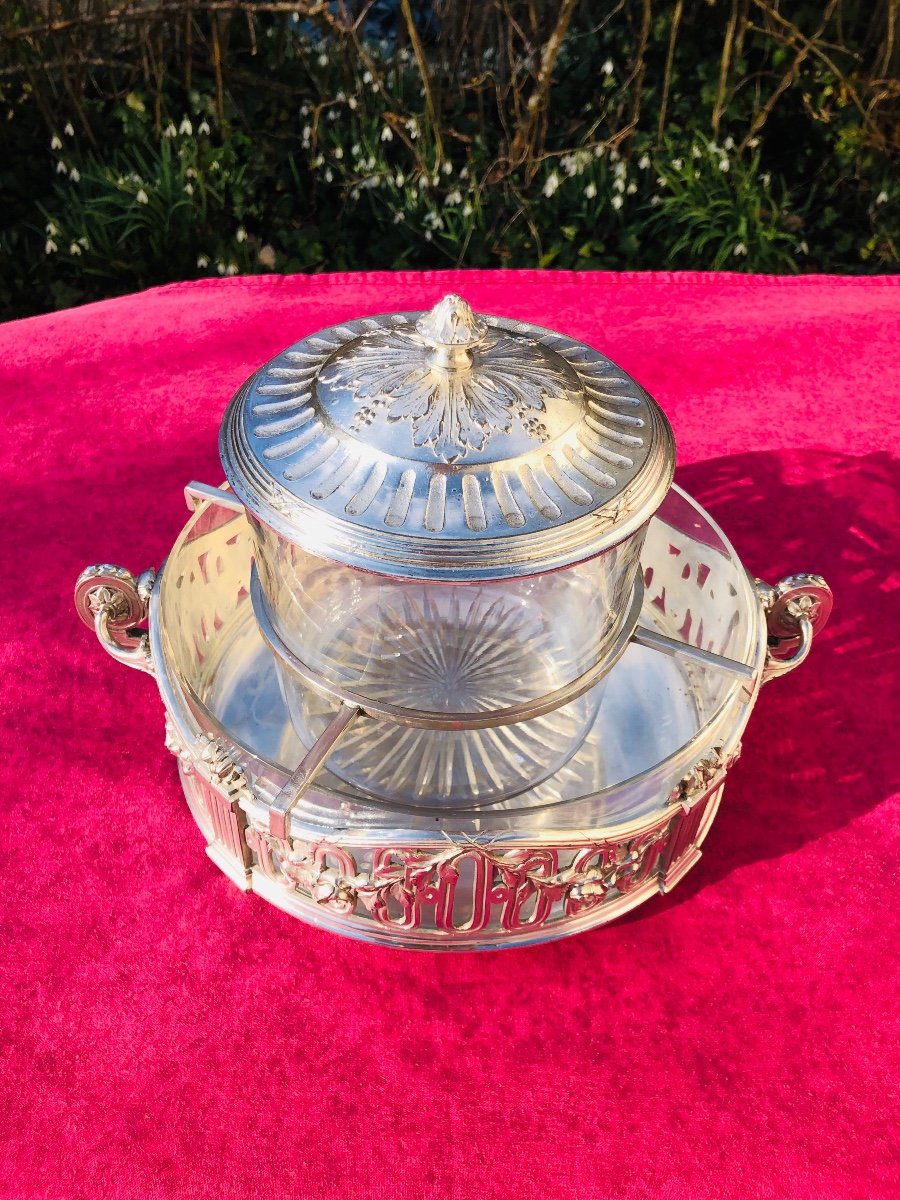 Louis XVI Crystal And Silver Metal Cooler-photo-1