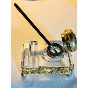 Louis XVI Crystal And Bronze Inkwell