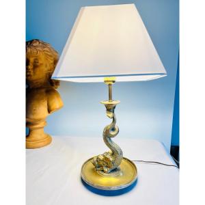 Gilt Bronze "dolphin" Lamp