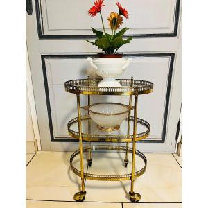 End Table In Golden Brass With 3 Levels 