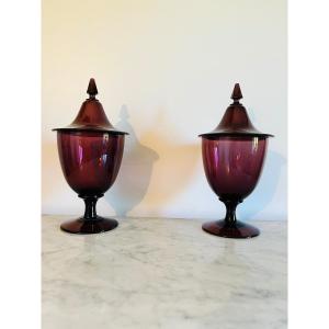 19th Century Amethyst Confectionery Pots