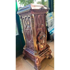 Art Nouveau Stove In Purple Enameled Cast Iron 