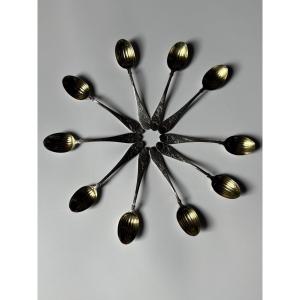 Christofle XIXe 10 Small Silver/vermeil Spoons