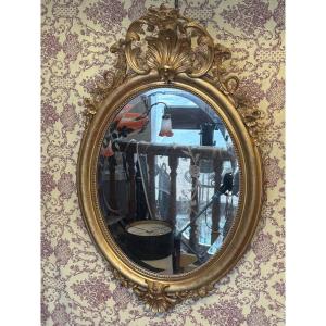 Napoleon III Oval Gilded Mirror 