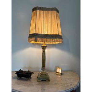 Lampe onyx chapiteau corinthien en bronze doré 