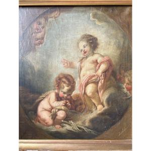 Jesus Blessing Saint John The Baptist After Boucher Hst XIXe