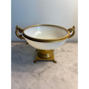 Coupe opaline savonneuse monture bronze Charles X