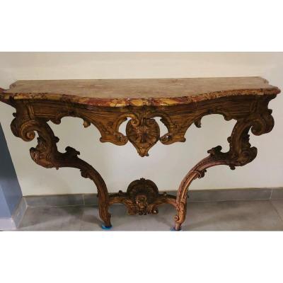 Console In Blond Oak Woodwork From The Regency Period (18th Century)