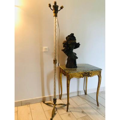 Palm Tree Floor Lamp In Glass And Bronze