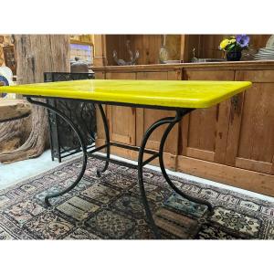 Enameled Lava Stone Table 