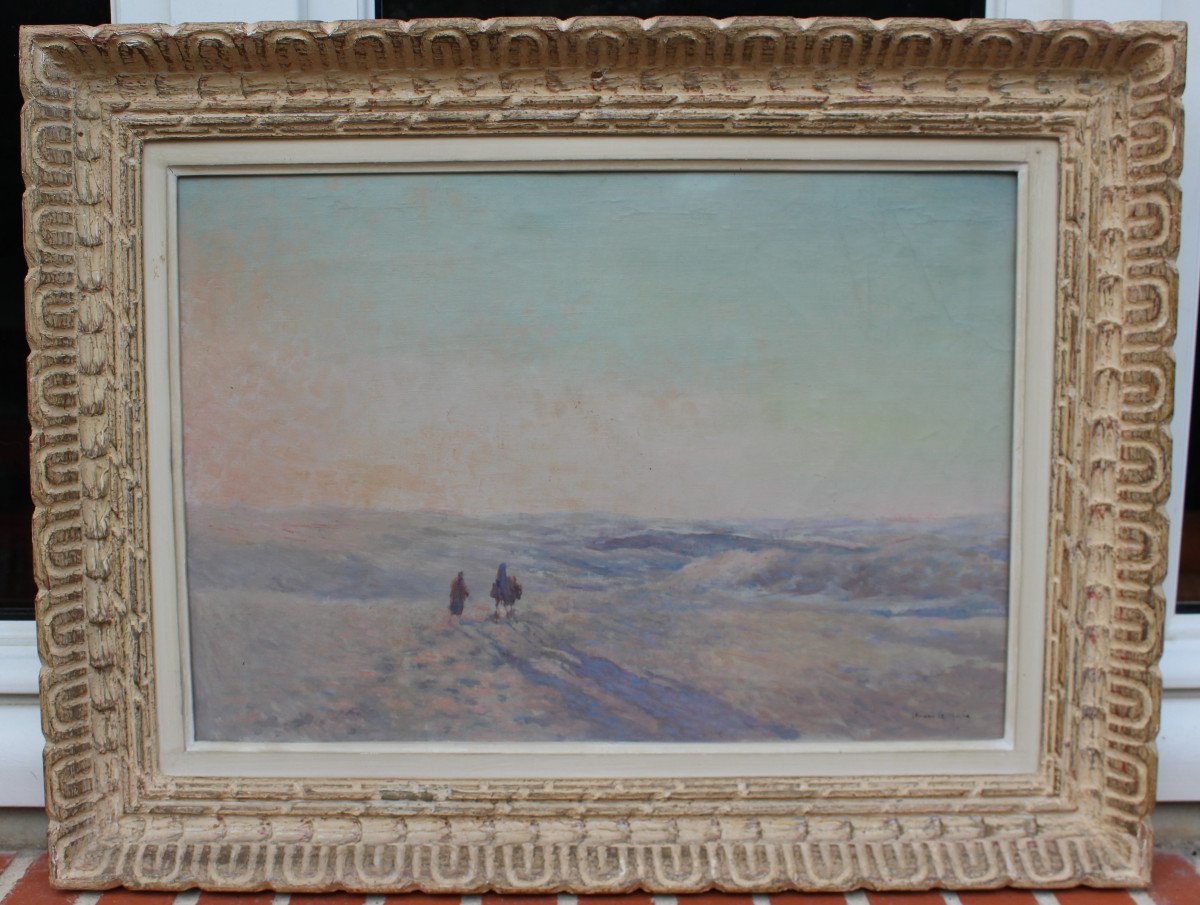 Henri Le Riche (1868-1944), Orientalist Scene, Desert Landscape-photo-2