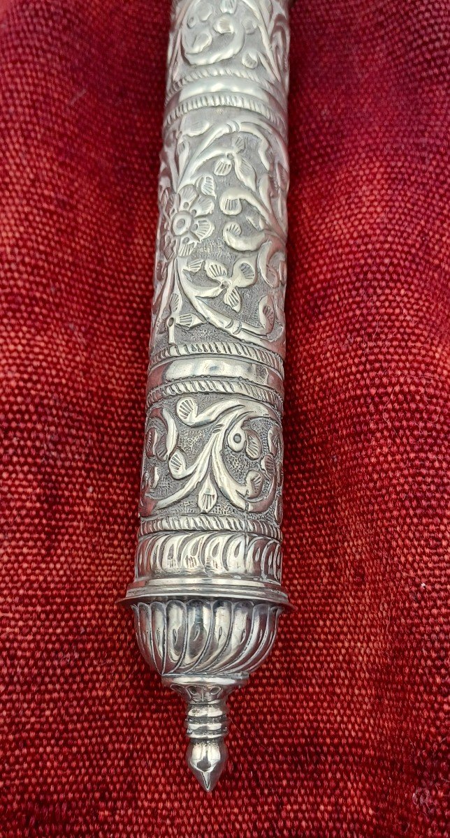 Ancien Etui Pour Mezouzah En Argent 900-photo-3