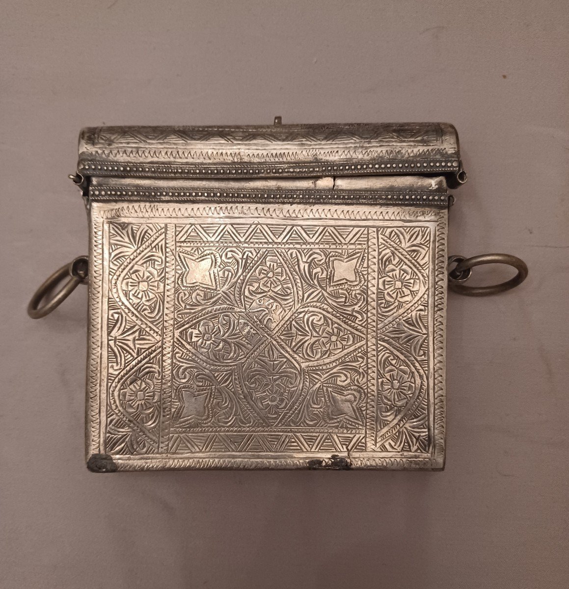 Silver Koran Box, Hallmarks From Morocco, 1328 H/ 1910-photo-4