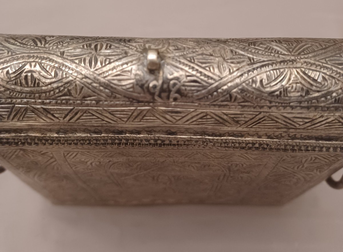 Silver Koran Box, Hallmarks From Morocco, 1328 H/ 1910-photo-1