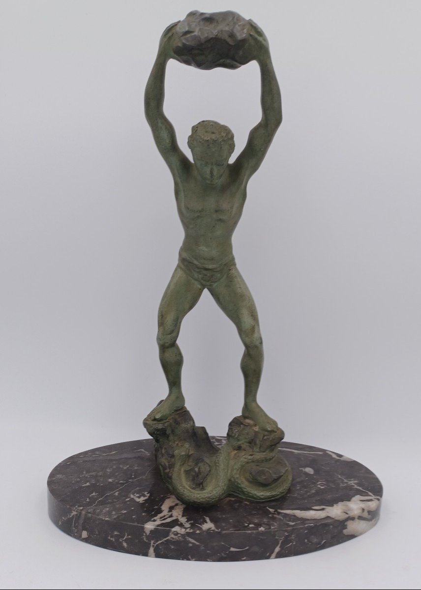 Ganu Gantcheff, Homme Et Serpent, Bronze, Art Déco