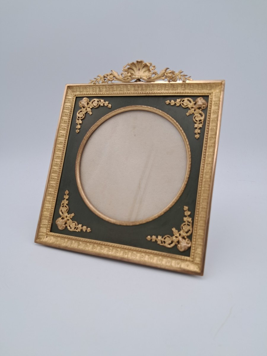 19th Century Gilt Bronze Photo Frame, Goat Heads-photo-2