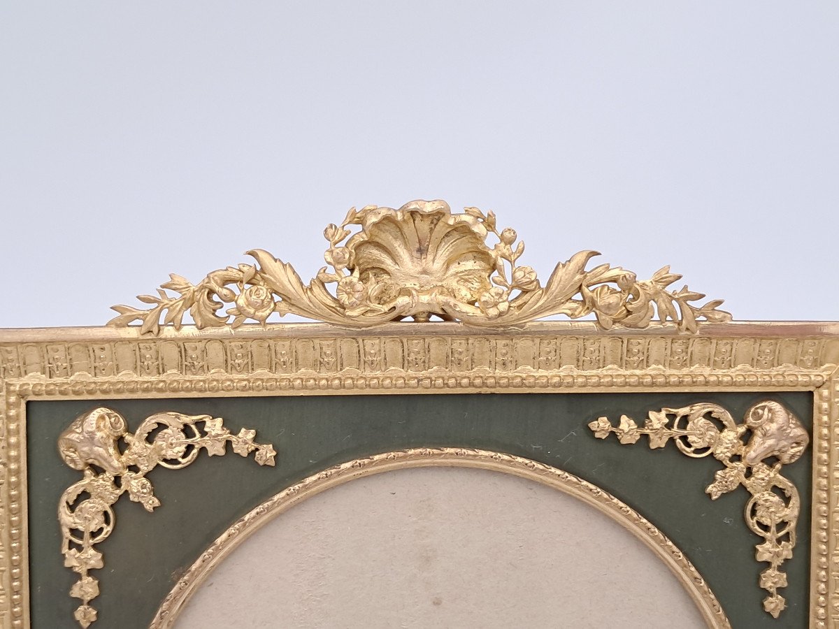 19th Century Gilt Bronze Photo Frame, Goat Heads-photo-4