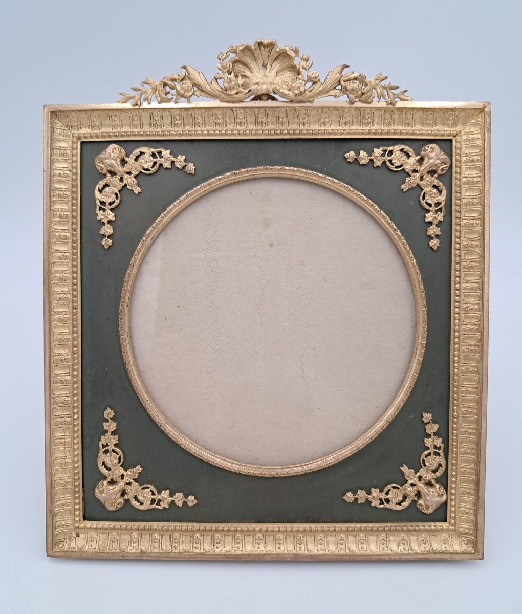 19th Century Gilt Bronze Photo Frame, Goat Heads-photo-1