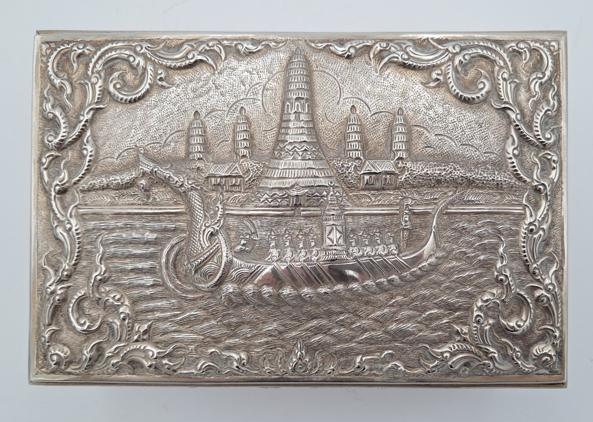 Coffret à Cigares En Argent, Thaïlande, XXème