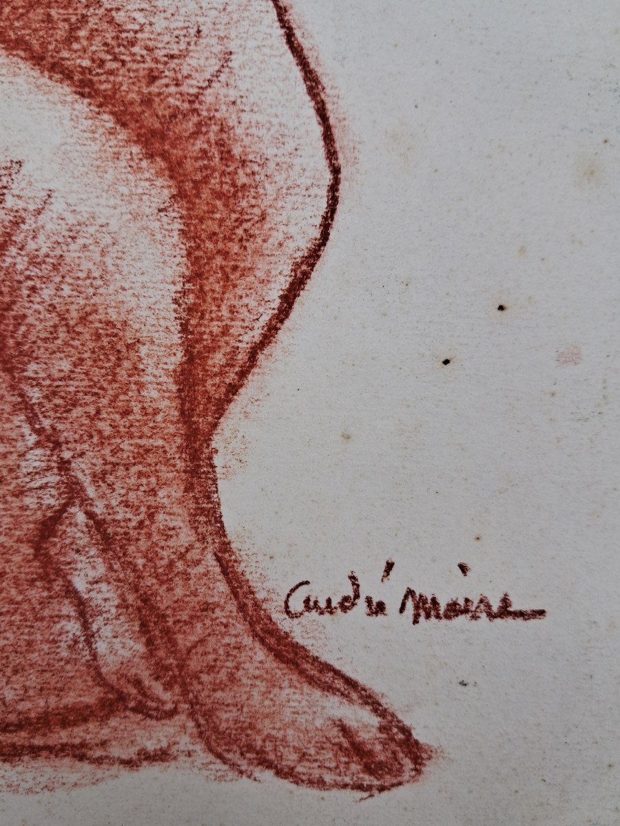 André Maire, Dessin à La Sanguine, Indochinoise Et Son Enfant-photo-3