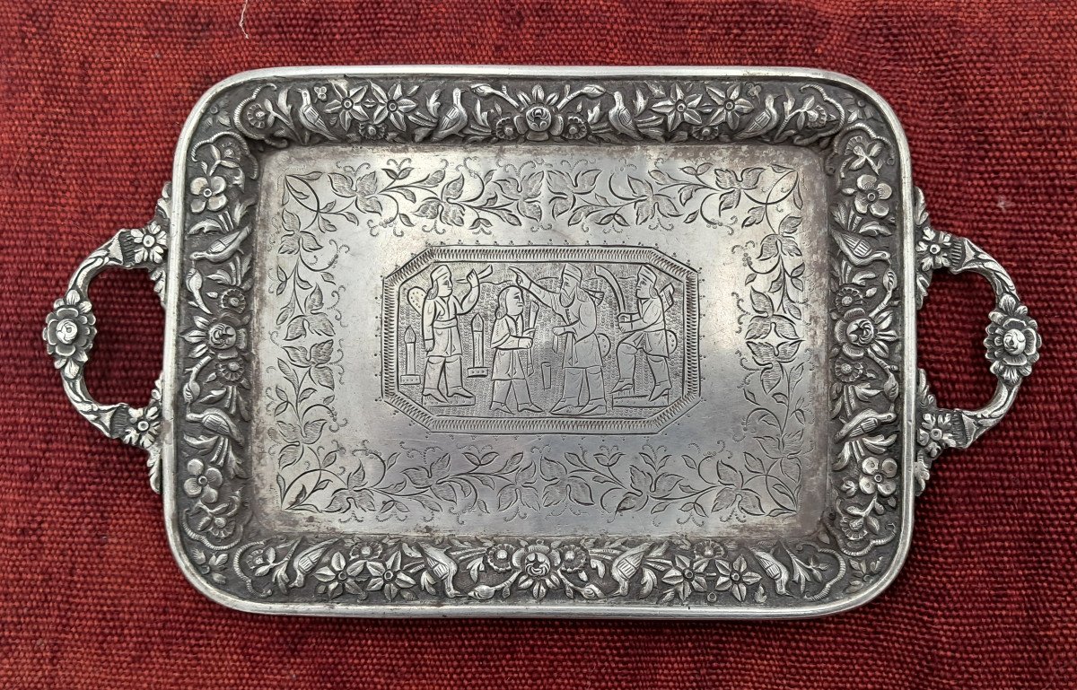 Plateau En Argent, Bombay, Inde, Parsi, Zoroastrisme, Ca 1900