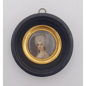 Miniature Fin XVIIIème, Portrait De Femme
